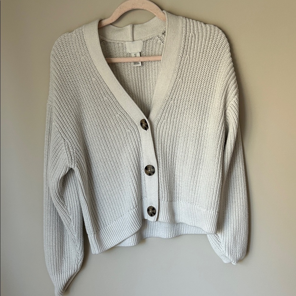 H&M White Knit Cardigan